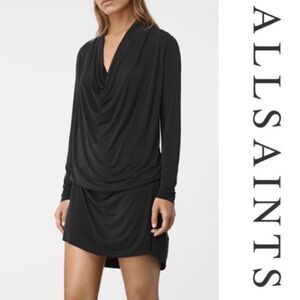 AllSaints “Amei” Black Long Sleeve Adjustable Dress, sz 4